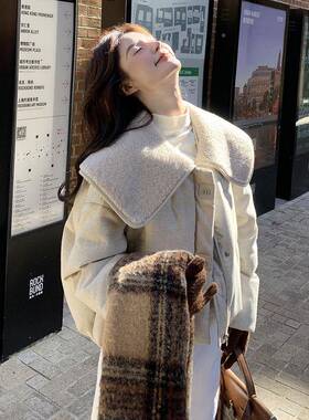 白色大领羽绒服女年冬季新C20-911款白时尚翻保暖小个子鸭绒米短