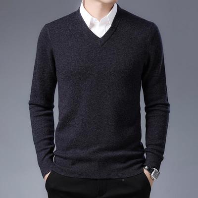 冬毛季新士款中年男绒羊衫男商务休闲9031-BN领加厚保暖针织毛衣