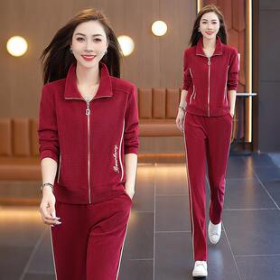 跑步套件装新今年流行女装洋气妈妈春秋卫款秋8199157装衣两套