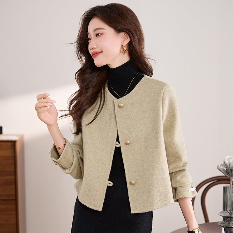 冬季款女装气质单排扣简约双YB3011面呢毛呢女式毛呢羊外套新YB3