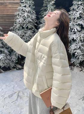 款米绒白色立新领绒羽B125-A96服外套