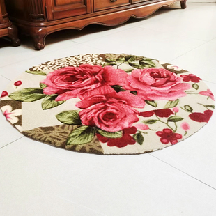赔本清仓卧室门厅转椅圆形地垫 厚地毯 吸水防滑雅洁三朵花浮雕脚