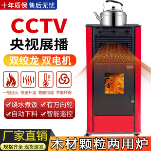 全自动生物颗粒取暖炉冬季商用家用木柴颗粒两用采暖炉无烟燃料炉