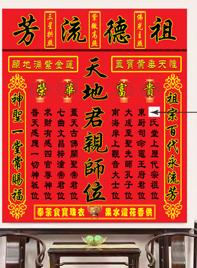 家用香火牌位贴画紫微高照农村堂屋祠堂客厅香火画壁画墙画贴画