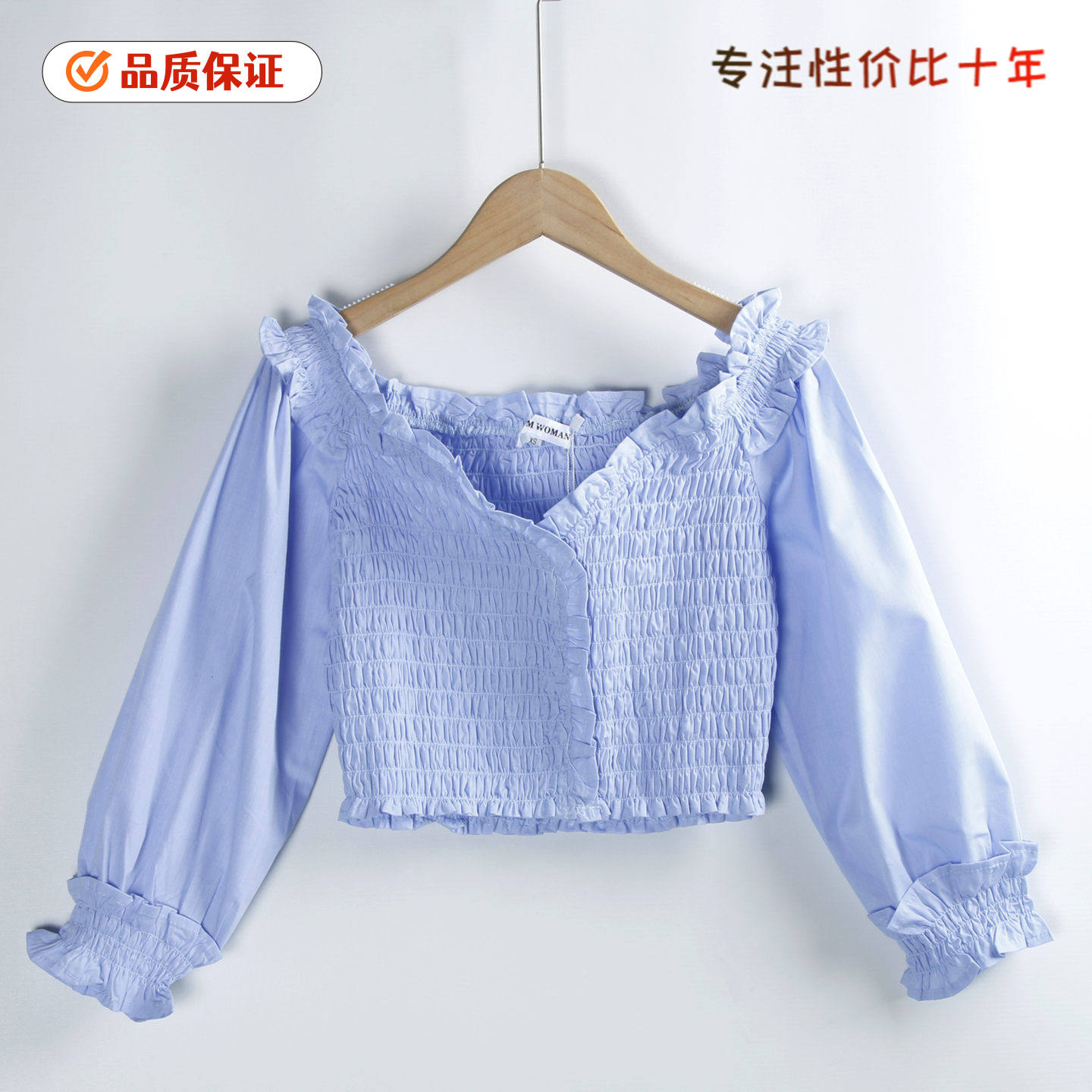 6178花边小衫 夏季新款花边领时尚全松紧显瘦短款百搭衬衫女外贸