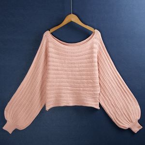 外贸精品针织毛衣镂空蝙蝠衫