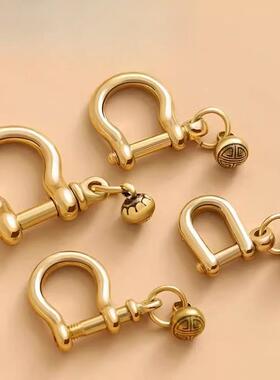 纯黄铜马蹄扣纯铜财布钥匙扣实心