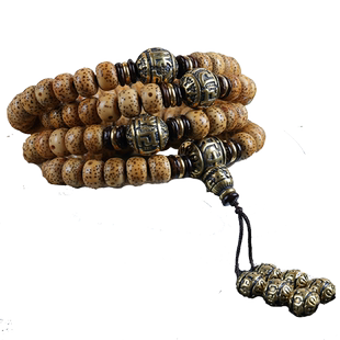 黄铜复古六字真言顶珠腰珠佛头四件配饰套装108手串星月手串配饰