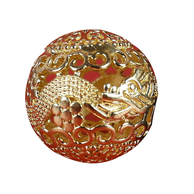 黄铜浮雕镂空龙珠藏式复古旧国