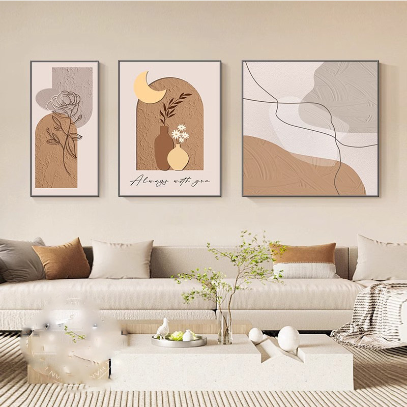 原木奶油风客厅装饰画莫兰迪艺术壁画现代简约沙发背景墙三联挂画,家居饰品,现代装饰画,淘宝优惠券,粉丝福利购,淘宝优惠卷