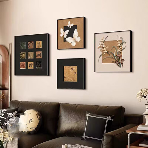 法式中古风餐厅装饰画高级感餐厅壁画意式卧室客厅沙发背景墙挂画