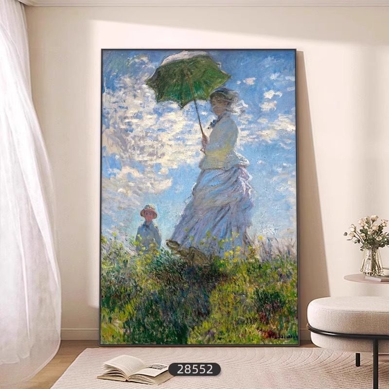 莫奈装饰画睡莲油画玄关挂画日出印象走廊过道壁画世界名画客厅画