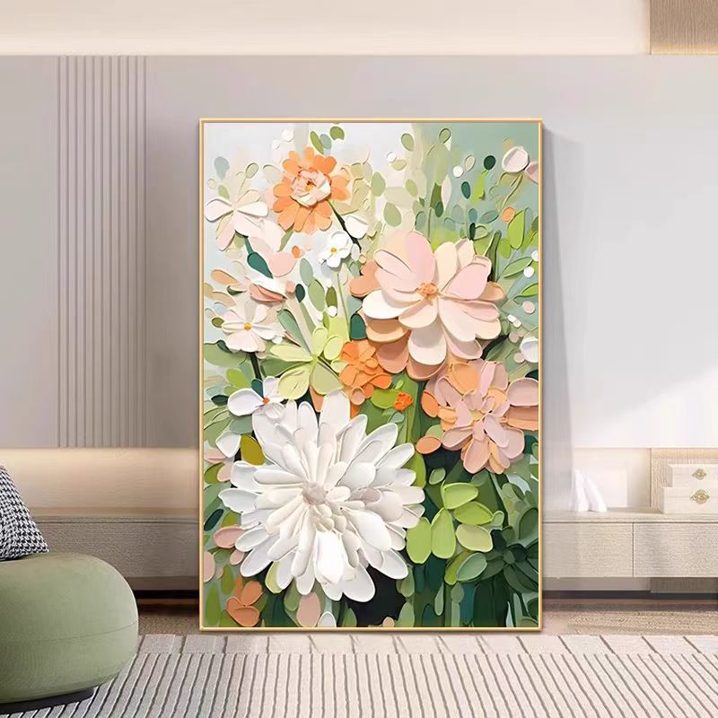 客厅玄关奶油风多巴胺现代肌理画