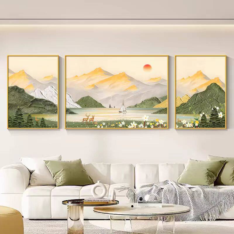 挂画金山背景墙客厅装饰画简约
