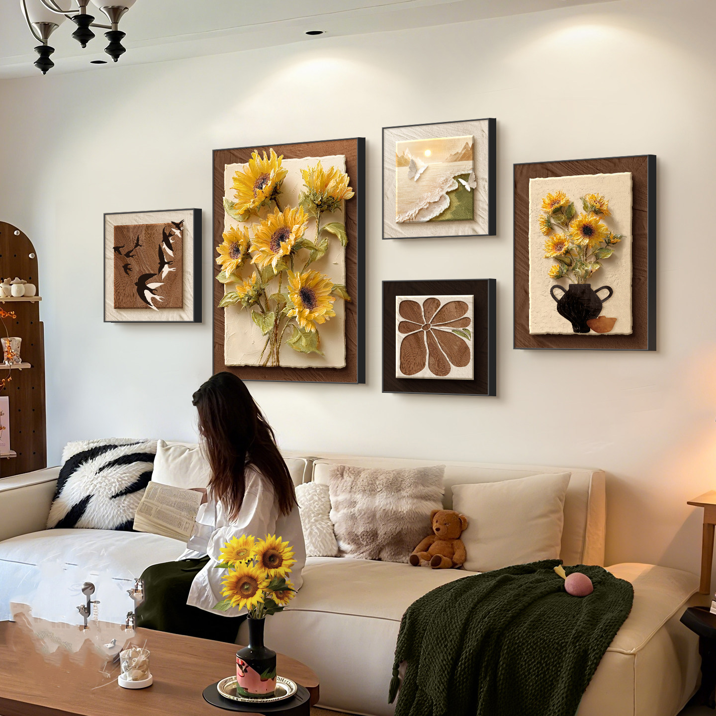 中古风客厅装饰画法式复古沙发背景墙挂画高级感大气组合卧室壁画,家居饰品,现代装饰画,淘宝优惠券,粉丝福利购,淘宝优惠卷