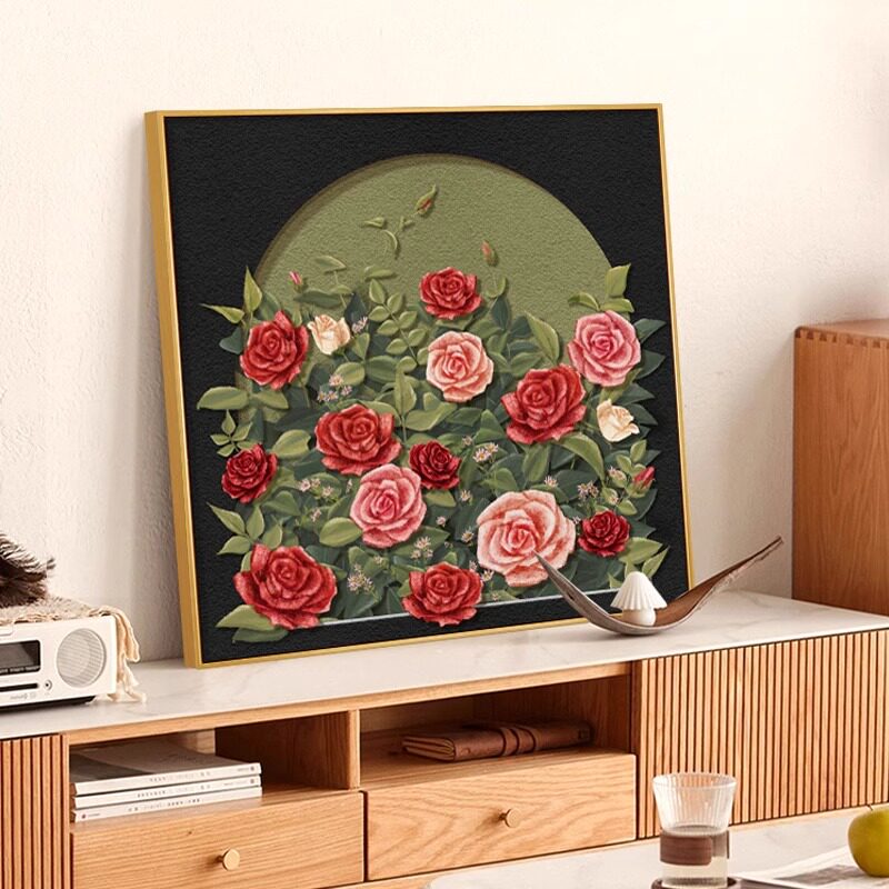 法式奶油风玫瑰花卉装饰画客厅卧室挂画床头桌柜摆画沙发背景壁画