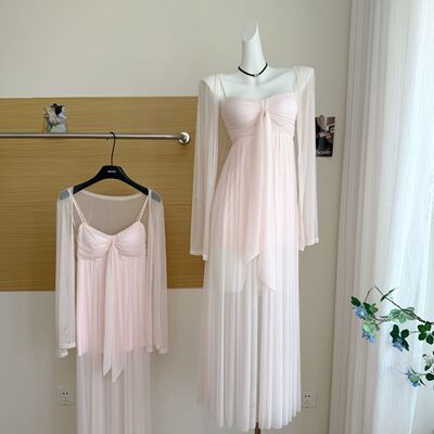 纯欲温柔氛围感轻奢抹胸裙单套装