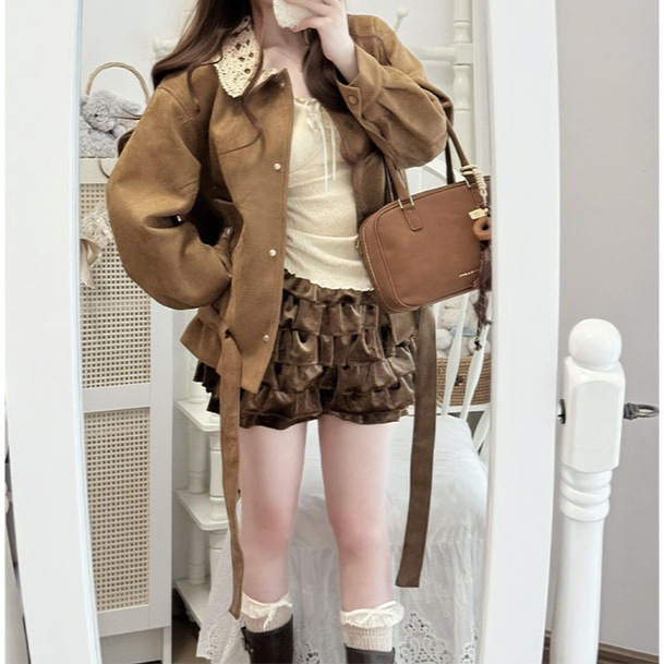 复古美拉德棕色夹克外套