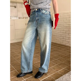 直筒牛仔裤 3th 磨白做旧感水洗窄版 早春新款 ZY3876 Morning