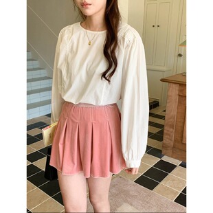 衬衫 3th 简约压褶圆领套头宽松长袖 早春新款 ZY3897 Morning