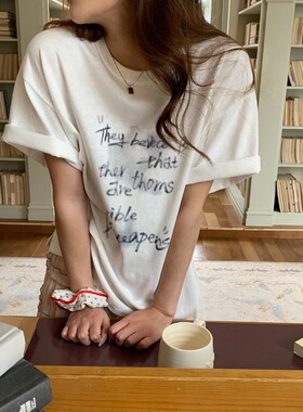 3th Morning 松弛旋律 慵懒风艺术感字母印花短袖T恤ZY4021