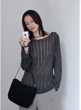 CLEAN SPACE镂空设计感T恤女2025十三行新款韩系透气上衣女 56108