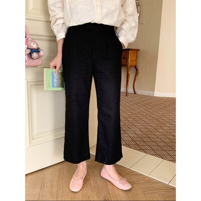 3th Morning 早春新款 全亚麻通勤气质九分休闲裤显瘦ZY3879