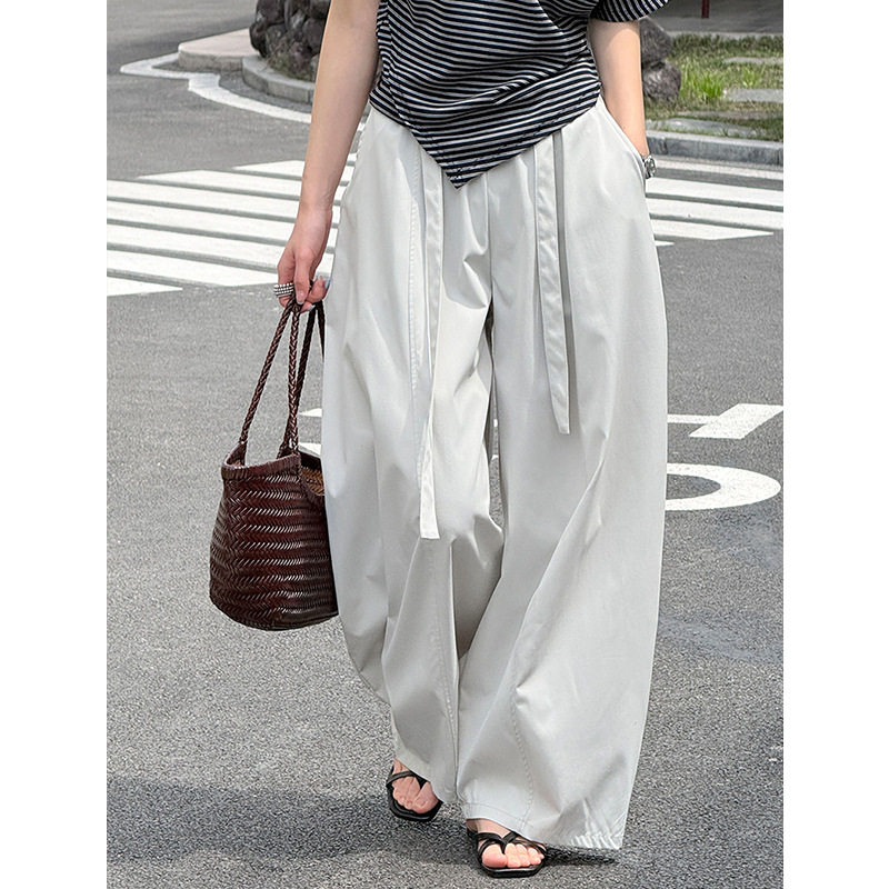 橘芷夏季新款韩系宽松慵懒风阔腿裤松弛感休闲裤2566-1