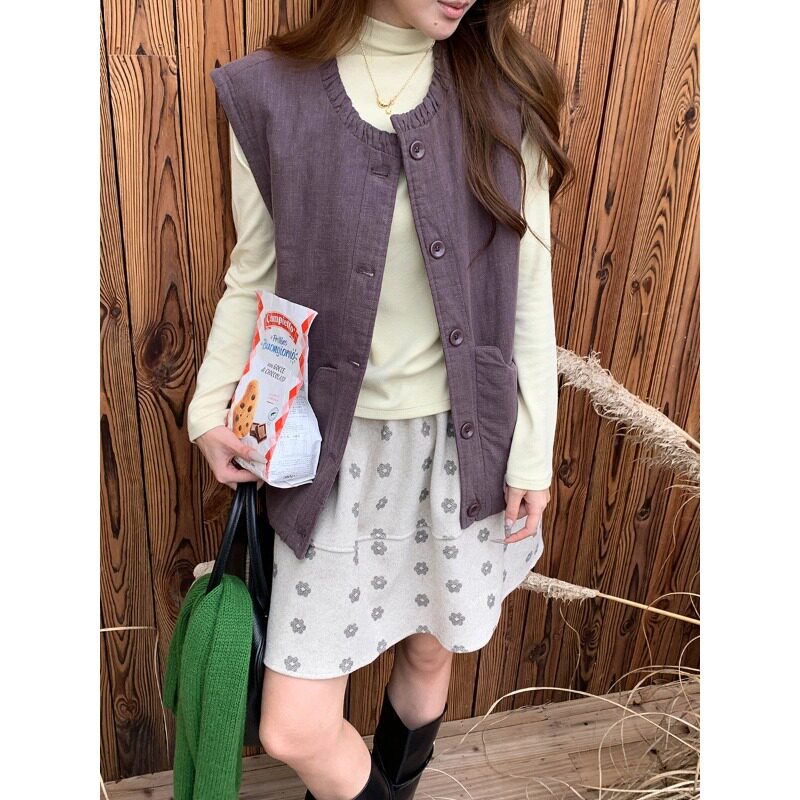 3th Morning 慵懒休闲风 天丝苎麻大口袋棉服马甲外套ZY4610