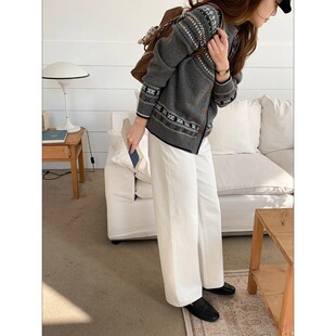 复古费尔岛提花圆领针织开衫 马德里漫游 ZY3970 Morning 3th