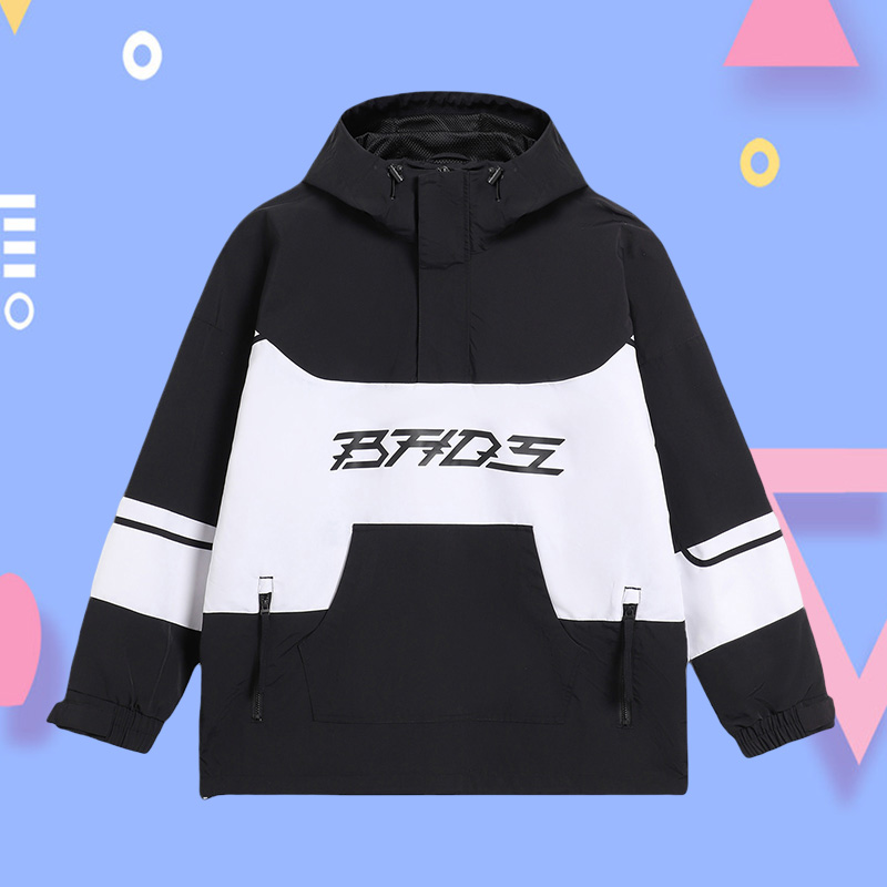 李宁正品反伍BADFIVE男子时尚撞色运动休闲连帽外套套头衫AFDS071