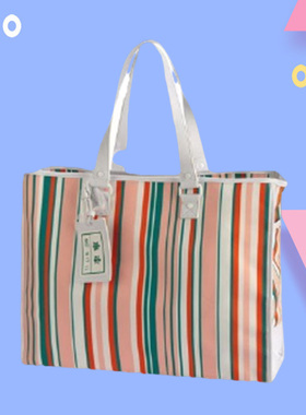 中国李宁长安少年购物包彩色条纹走秀款时尚拎包 ABLP202