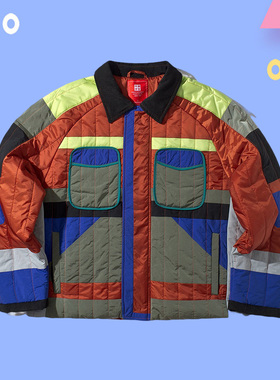 中国李宁20冬新款时装周时尚反伍男子翻领休闲短棉服AJMP041