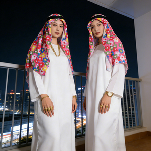 中东土豪派对服装！年少多金穿白袍年会迪拜阿拉伯cos富豪搞笑衣