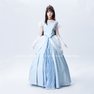 迪士尼灰姑娘cosplay~梦幻而又华丽の蓝色公主礼服裙！