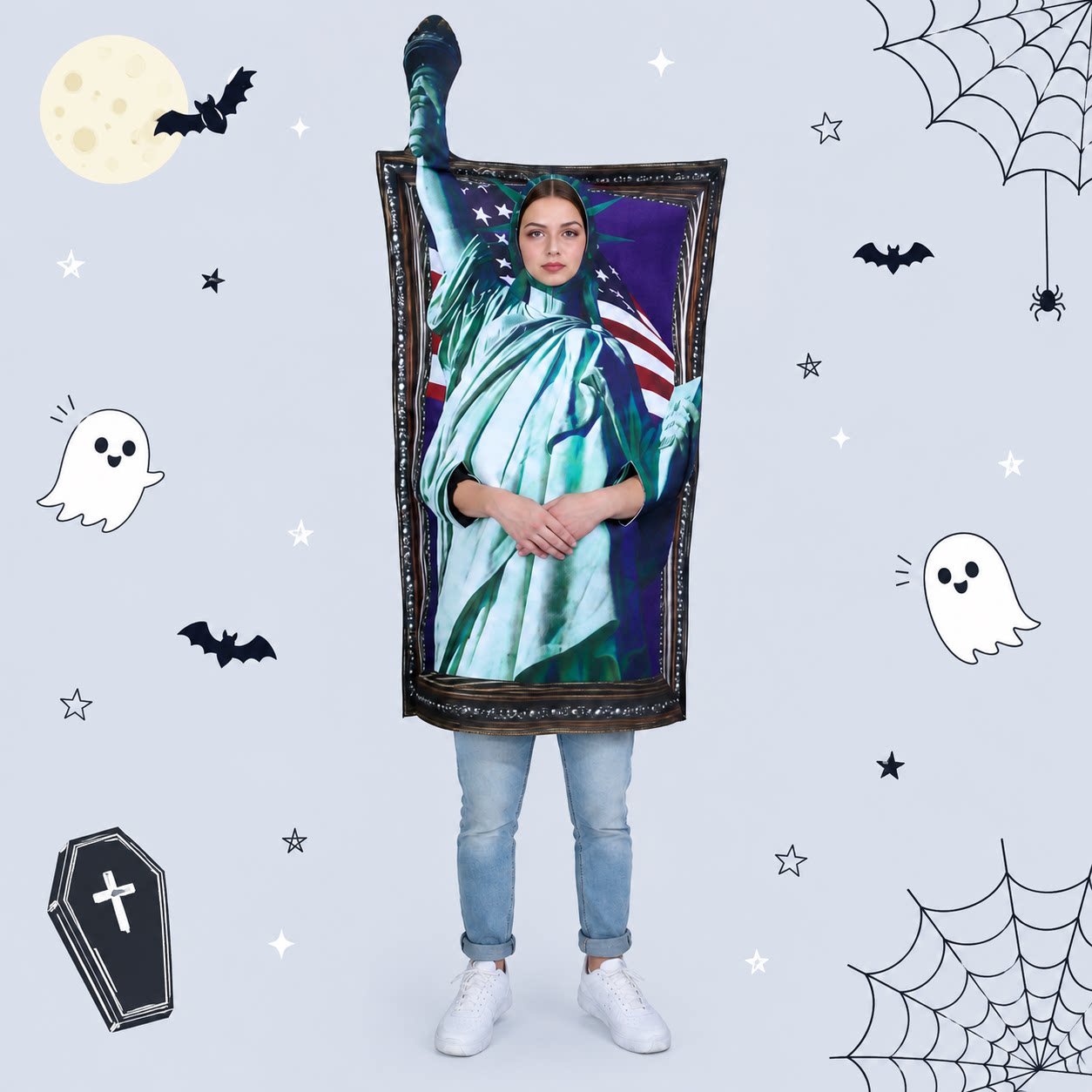 名画壁画~万圣节cos服装蒙娜丽莎的微笑搞笑抽象搞怪恶搞成人男女图片