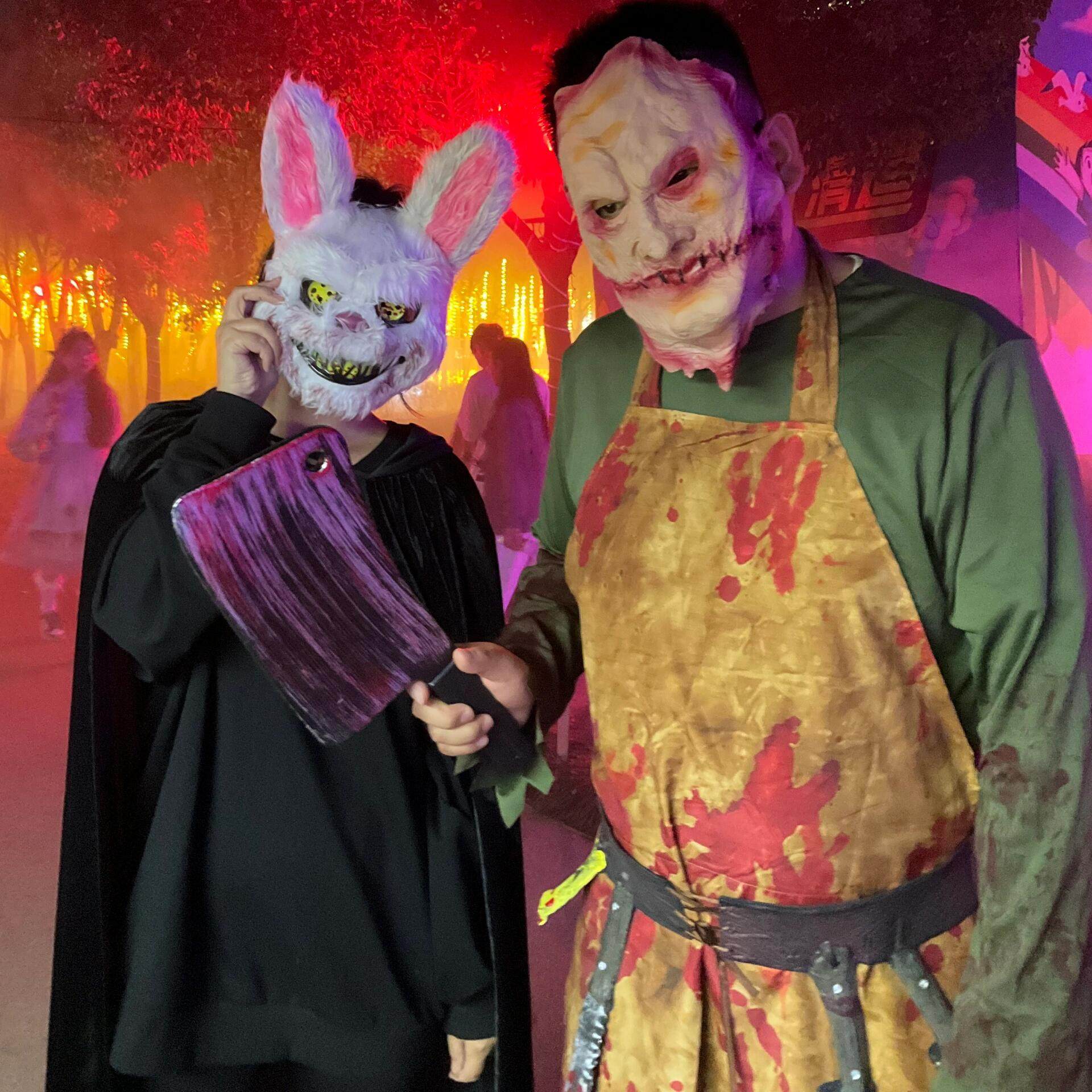 血腥厨师！万圣节cos 服装屠夫恐怖面具染血迹衣饰成人男电锯惊魂
