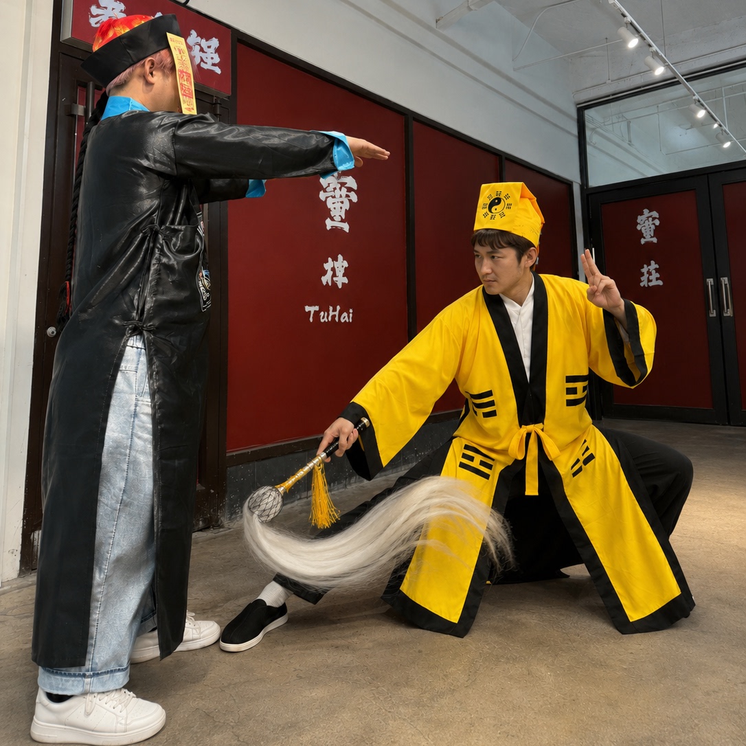 万圣节九叔林正英抓僵尸同款服装cos服表演服cosplay捉鬼道袍套装