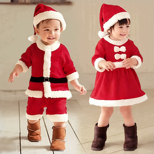 儿童圣诞服装儿童欧美圣诞节老人男女童幼儿园可爱装扮舞台演出服