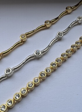 一龙外贸饰品简约百搭镀真金韩版时尚手链耳钉套装A2