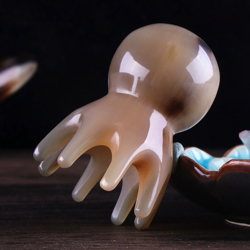 Подлинный белый водяной рога быка, осьминог, массажный массаж, расчесывающую голову, голова, меридиан, дноуглубительные дноугромы милой шампунь