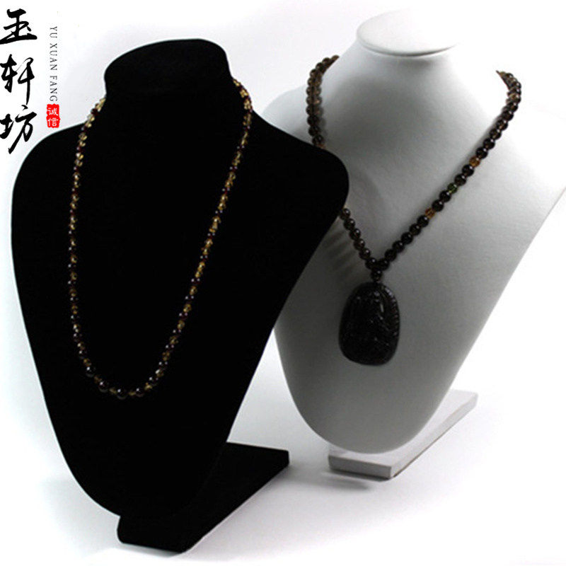 柜台珠宝项链挂坠吊坠人像脖子展示架麻布绒布皮质PU模型颈模道具