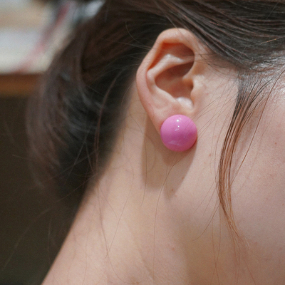 耳边铛彩色亚克力半球形耳环