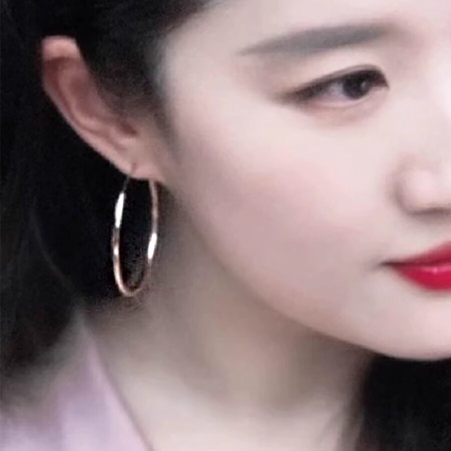 耳边铛1刘亦菲易梦玲同款钛钢大耳圈几何圆形圆圈耳环气质ins耳饰
