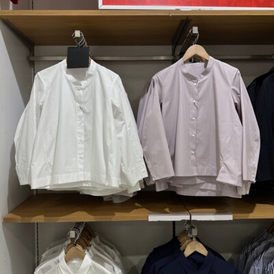 基础款 2026春夹克式衬衫/长袖衬衣棉质圆领宽松纯色上衣女487181