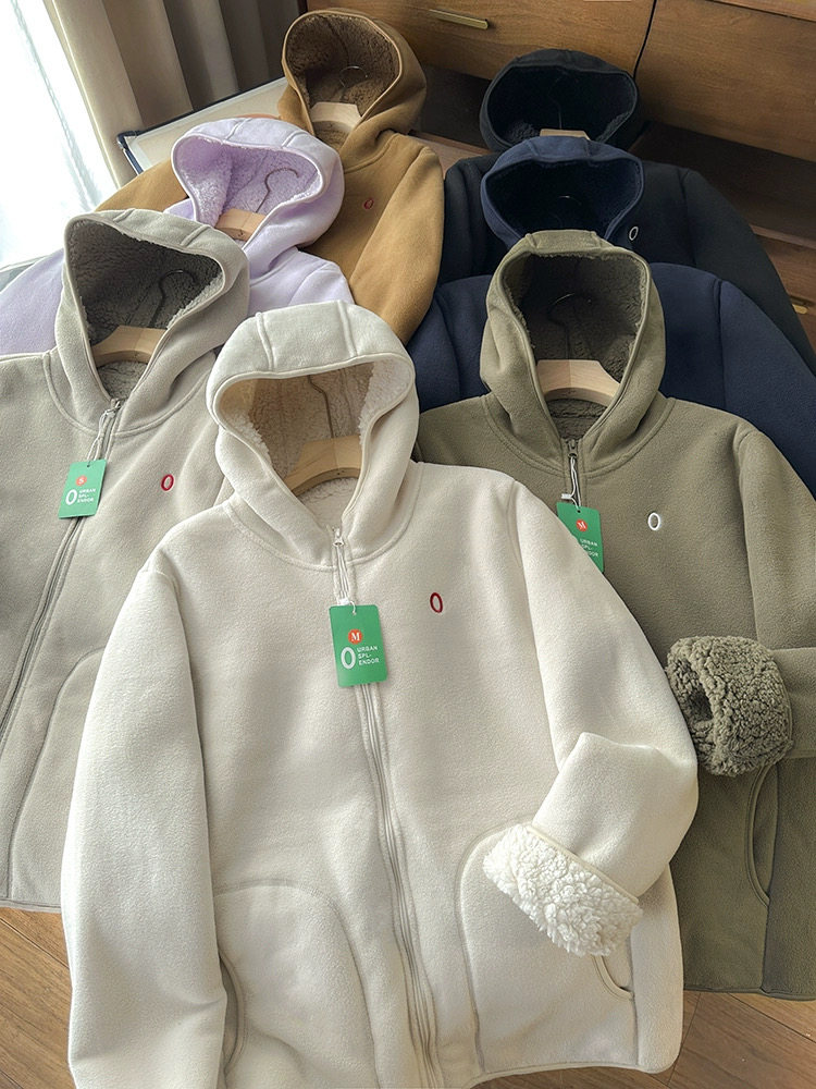 大厂订单 牛货 2025冬情侣加厚保暖舒适双面摇粒绒羊羔绒连帽外套