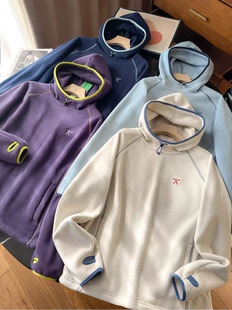 牛货！山系户外多巴胺连帽摇粒绒卫衣男女冬季加厚慵懒风抓绒外套