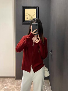 年轻的老钱风~老钱帽衫!双拉链连帽上衣宽松长袖针织开衫毛衣外套