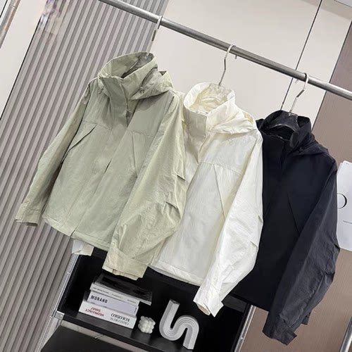 大厂订单！春季宽松百搭防风防泼水休闲茄克连帽风衣外套女484709