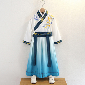 儿童汉服男童中国风国学服飘逸中秋服装小学生长袖古装女童演出服